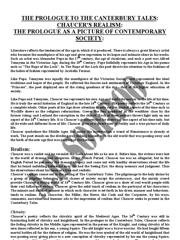The Prologue to the Canterbury Tales | The Canterbury Tales | Chivalry