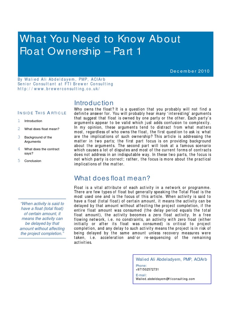 Understanding Float Ownership in Projects | PDF | Finance & Money ...