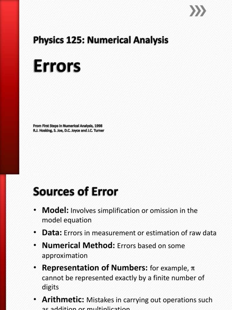 Numerical Analysis Errors Pdf Error Errors And Residuals