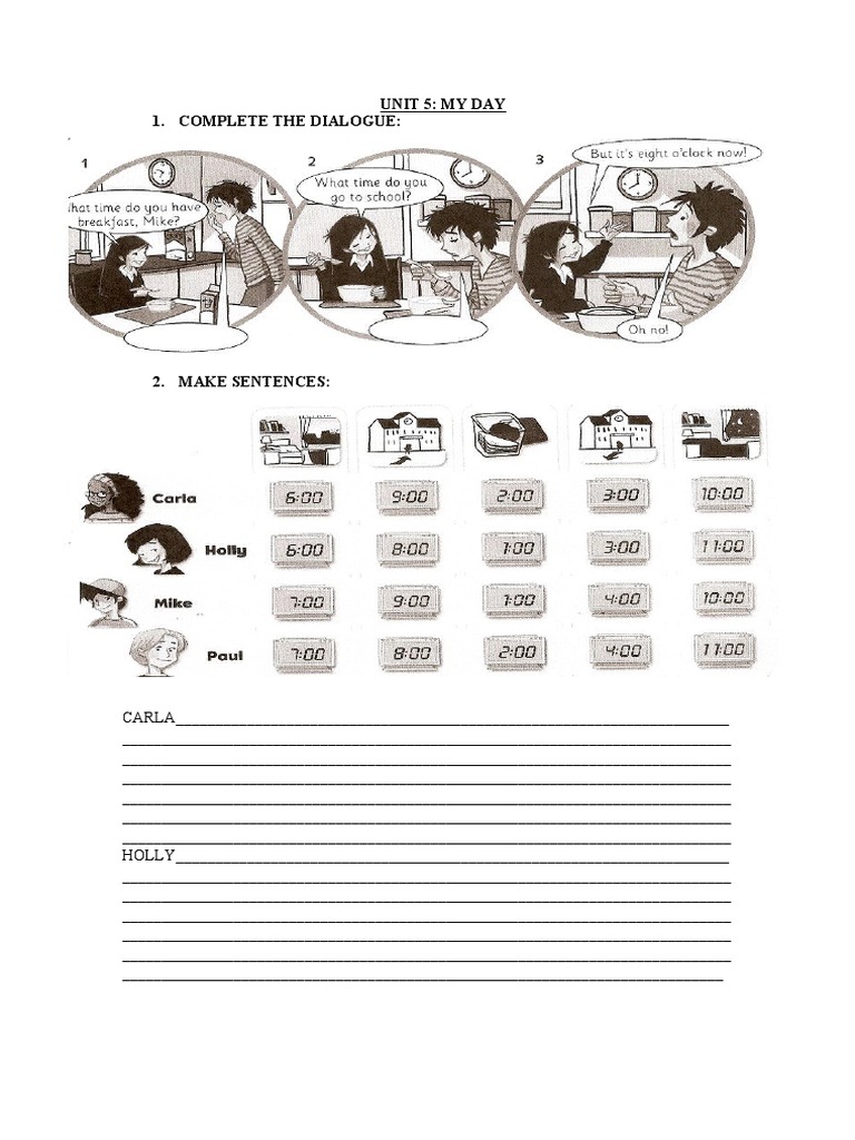 Rutinas Diarias en Inglés: Unidad 5 | PDF