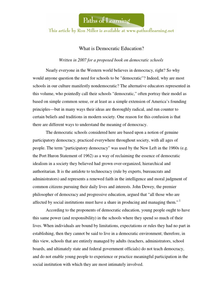 What Is Democratic Education | PDF | Social Science | History