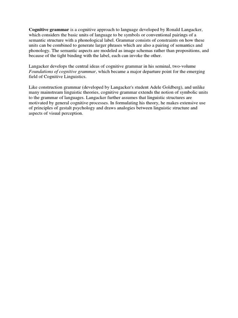 Cognitive Grammar | PDF | Language Arts & Discipline