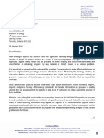 Letter to Energy Minister Chiarelli regarding propane shortage