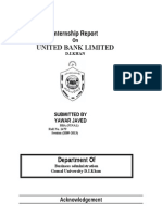 Internship Report United Bank Limited: Acknowledgement