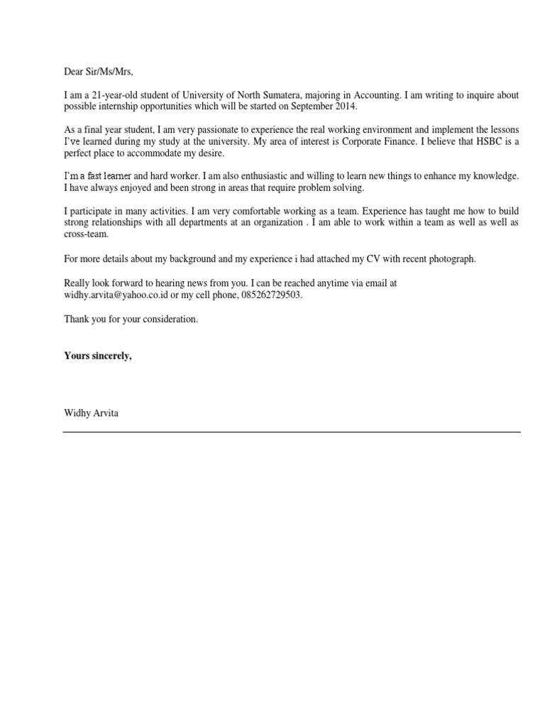 Contoh Cover Letter English  Andrian James Blog