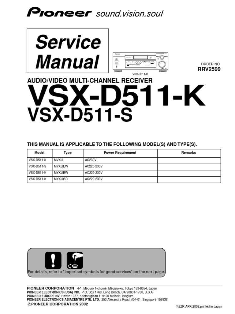 Pioneer VSX D511 K | PDF | Videocassette Recorder | Compact Cassette