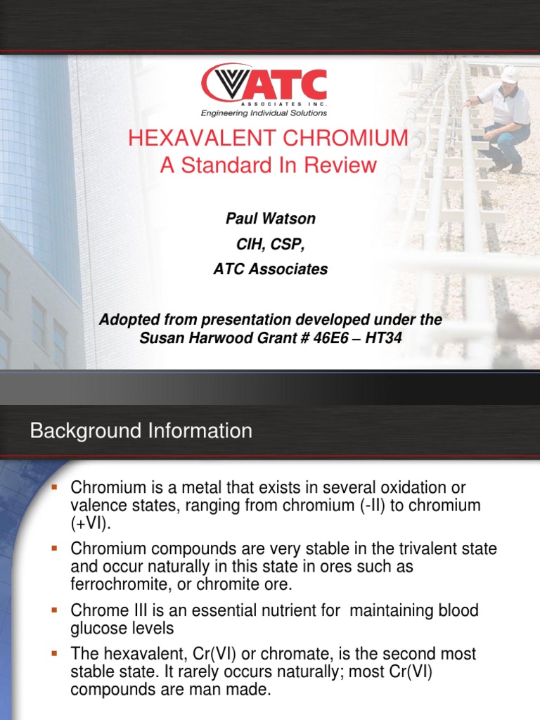 Hexavalent Chromium Presentation Pdf Chromium Personal Protective