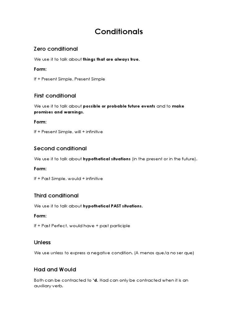 Understanding English Conditionals | PDF