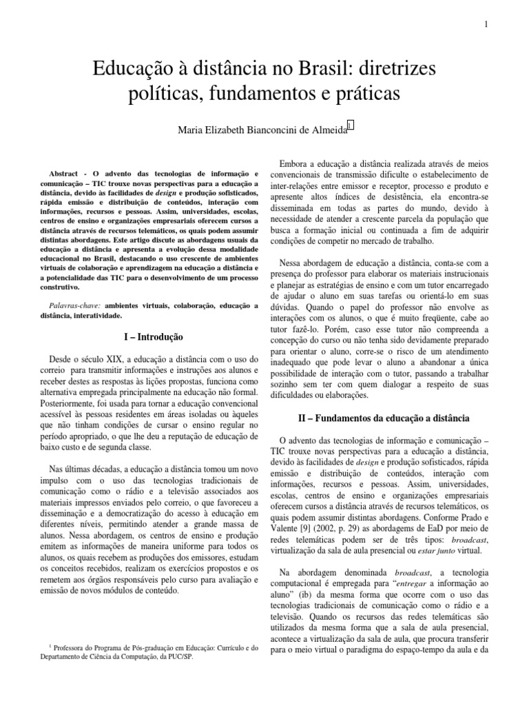 Almeida | PDF | Educação à distância | Ensino Superior