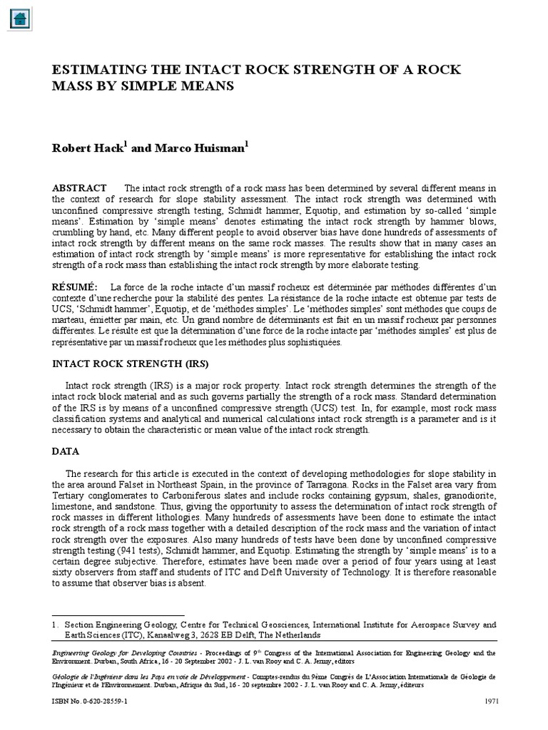 Estimating Intact Rock Strength Methods | PDF | Strength Of Materials ...