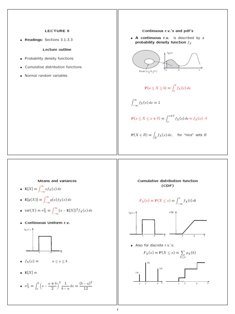 Continuous Random Variables & PDFs | PDF