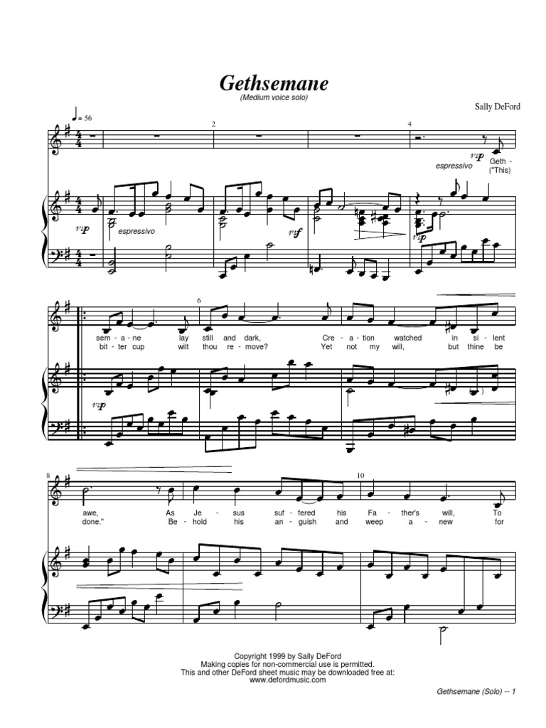 Gethsemane Medium Voice Solo | PDF | Leisure
