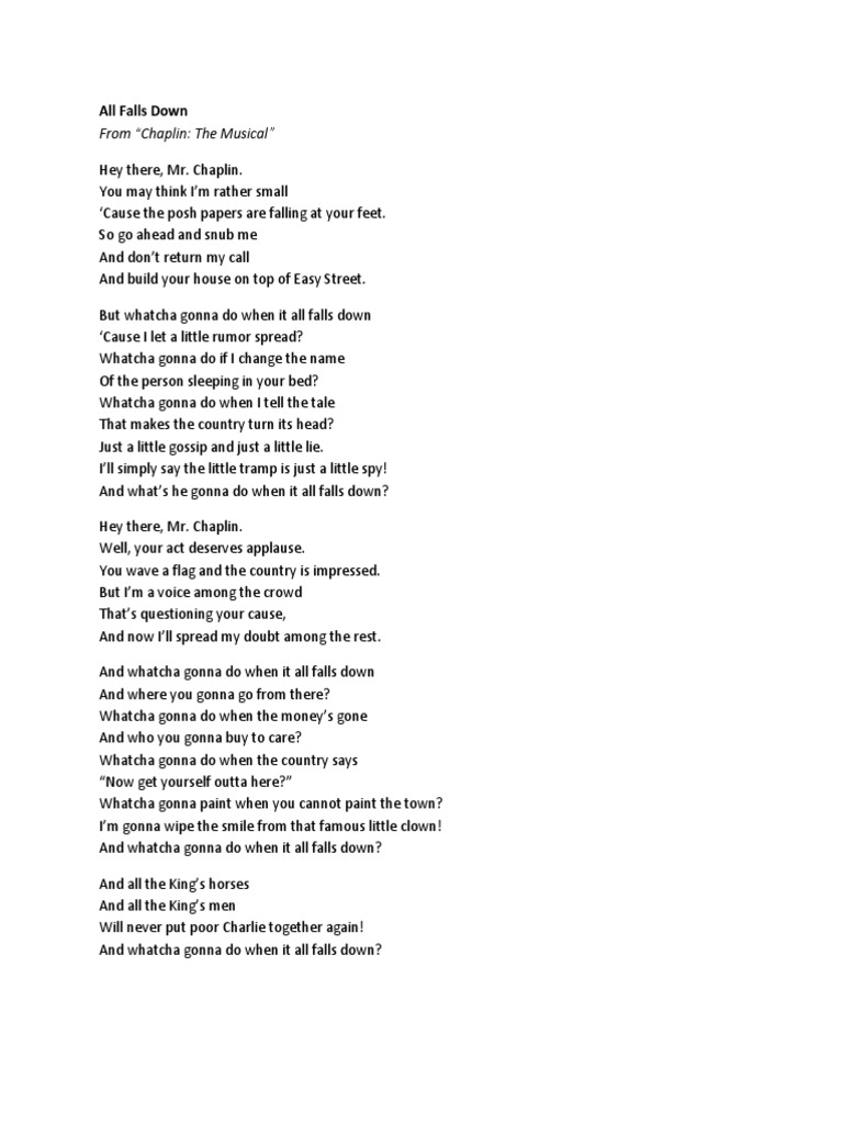 All Falls Down Hedda Hopper Chaplin The Musical Pdf