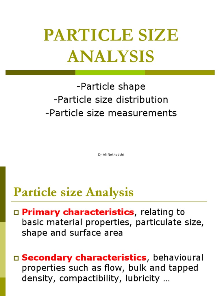 Particle Size Analysis Techniques | PDF | Mode (Statistics) | Volume