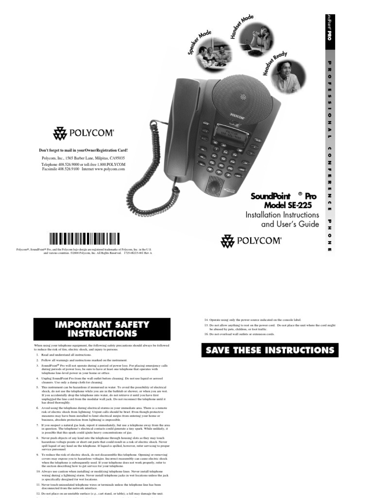 Soundpoint Pro: Installation Instructions and User'S Guide | PDF ...