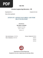 Study of A Single Pass Shell and Tube Heat Exchanger