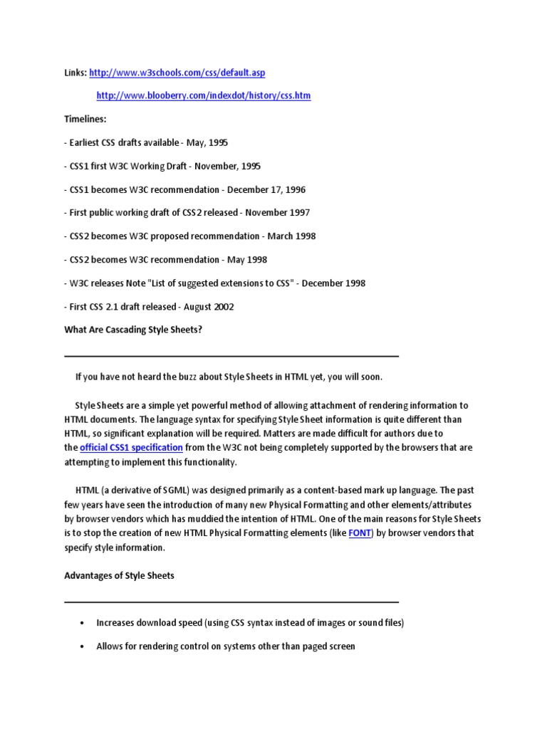 Notes - 1 For CSS | PDF