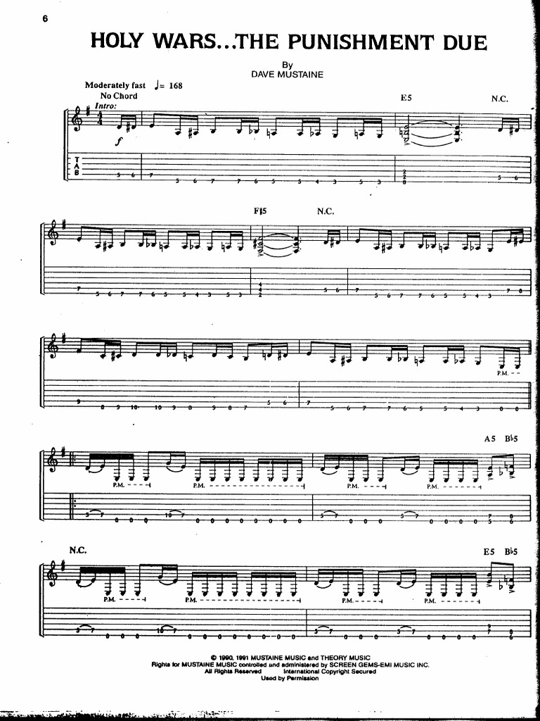 Megadeth,Rust inPeace,Bandscore楽譜 Play Official version of Rust in peace polaris Sheet Music