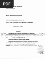 Washington v. William Morris Endeavor Entertainment et al. -- Partial Final Decision of Arbitrator David L. Gregory [December 17, 2013] 