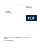 Socio-Anthropology: Despues, Andrea Louis T. January 22, 2014 BSN 701 Dr. Wilson S. Chua