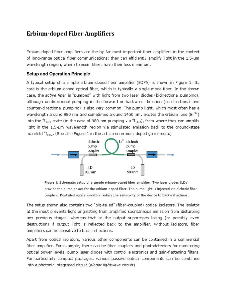 Erbium Doped Fiber Amplifiers | PDF