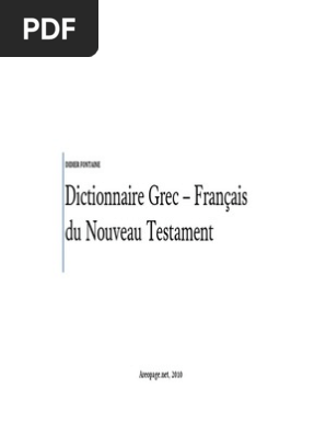 Didier Fontaine Dictionnaire Grec Francais Nouveau Testament Pdf Metaphore Bible