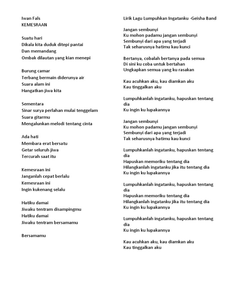 Lirik Lagu Campur Pdf