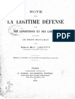 LOUFTY, Omar (1898) Legitime Defense Apres Le Doit Musulman