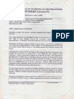 1998 CAMPAIGN MEMORANDUM by National Union of Students of The Philippines-Southern Tagalog