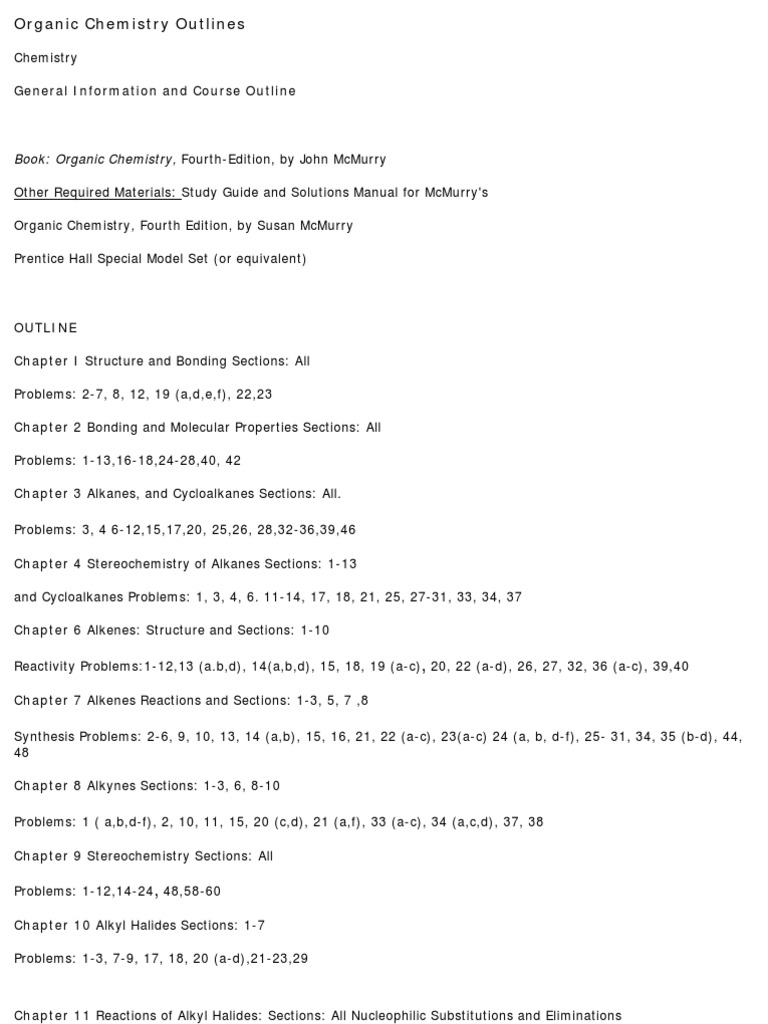 Sample Organic Chemistry Outline 1246 | PDF | Ester | Alkene