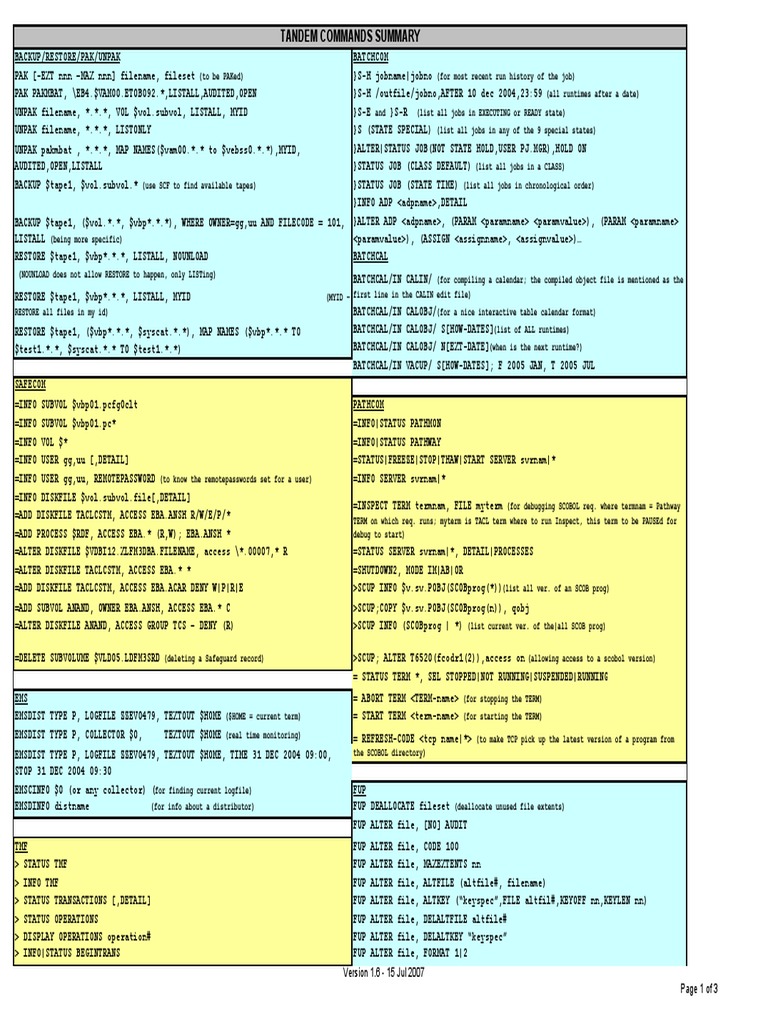 Tandem Commands | Computer Hardware | System Software