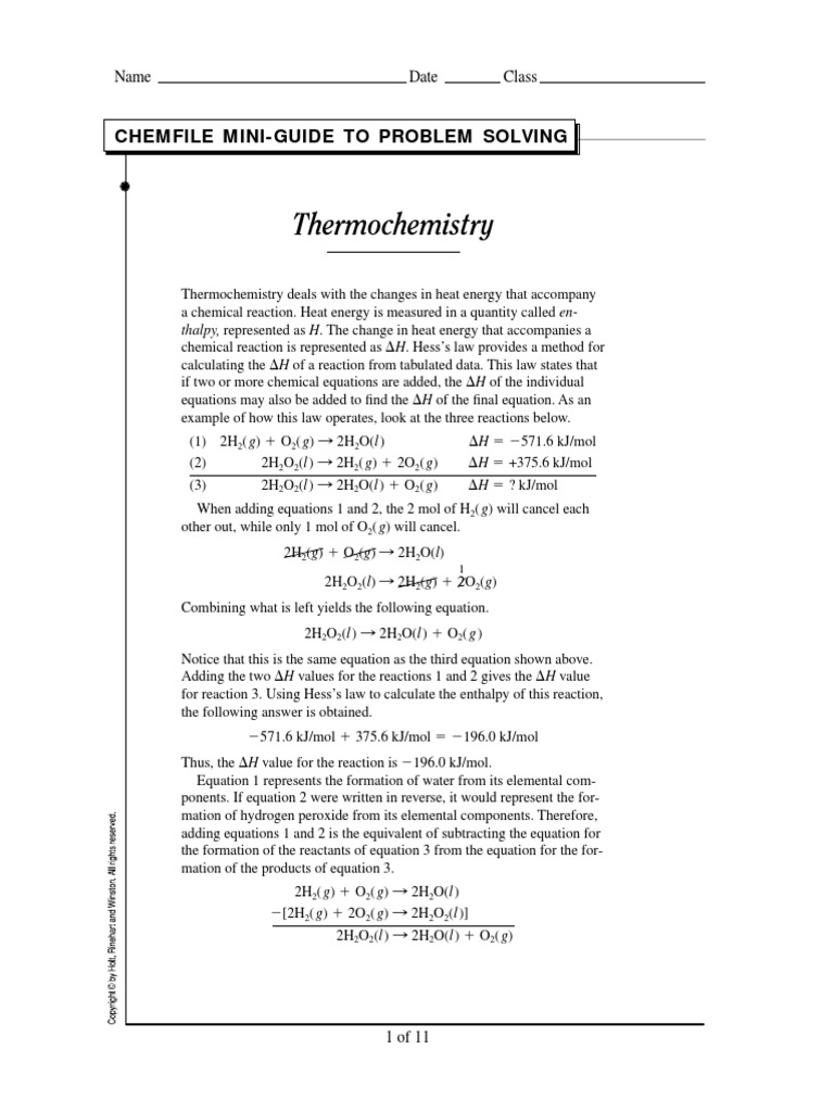 Thermo Chemistry | PDF | Enthalpy | Hydrogen Peroxide