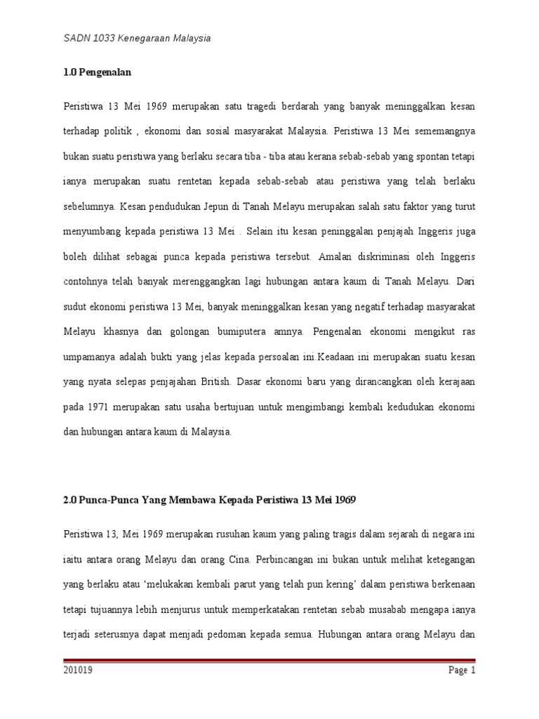 Rusuhan Kaum 13 Mei 1969 Pdf