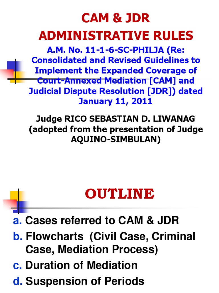 Liwanag Cam & JDR Rules For JDR | PDF | Settlement (Litigation) | Lawsuit