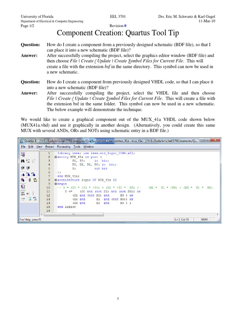Creating Components in Quartus | PDF | Vhdl | Directory (Computing)