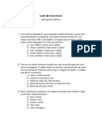 Exercícios de Óptica Geométrica - 2º Ano Do Ensino Médio