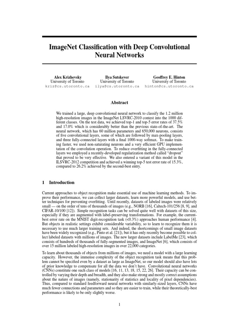 ImageNet Classification with CNNs | PDF | Artificial Neural Network ...