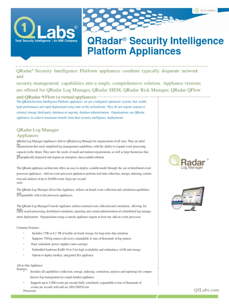 (169383025) QRadar Appliance Datasheet PDF Scalability Computer