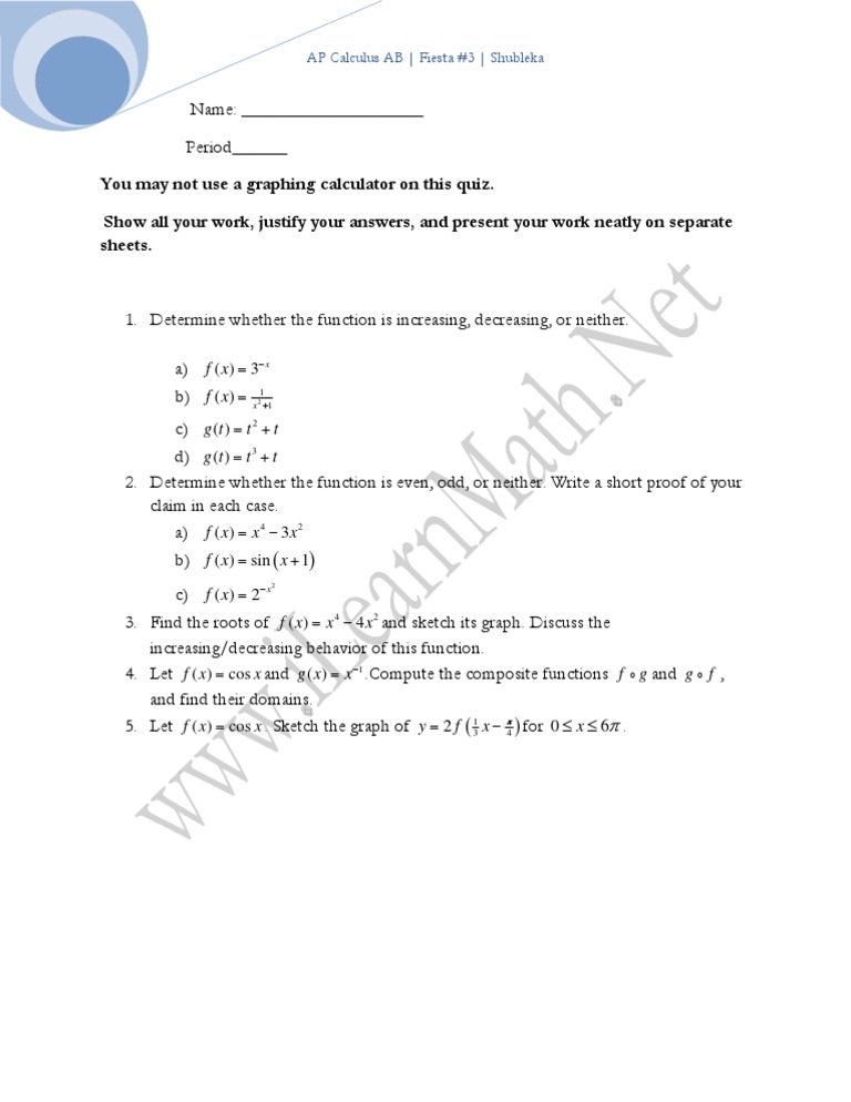 Fiesta 3: AP Calculus AB 2009 - 2010 | PDF | Teaching Methods ...