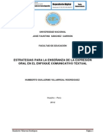 Estrategias para La Enseñanza de La Expresión Oral en El Enfoque Comunicativo Textual