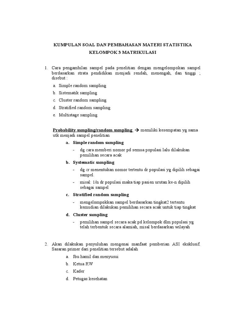 KUMPULAN SOAL DAN PEMBAHASAN MATERI STATISTIKA UKDI UNDIP