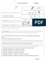 Ficha de Avaliação CN 8º Ano 3º Teste