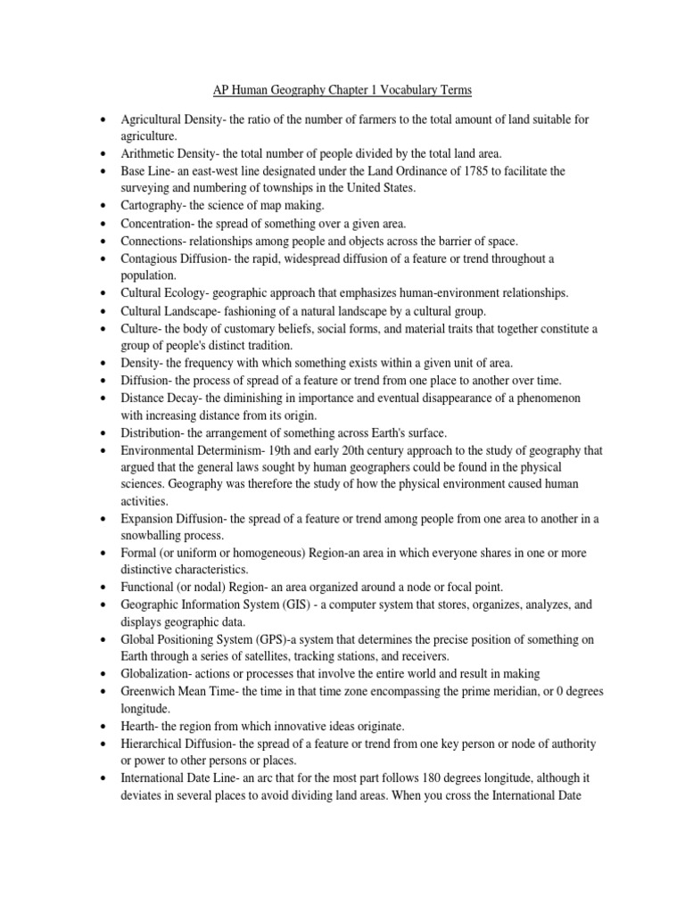 Chapter 1 Vocab Ap Human Geo Rubenstein Longitude Science Mathematics