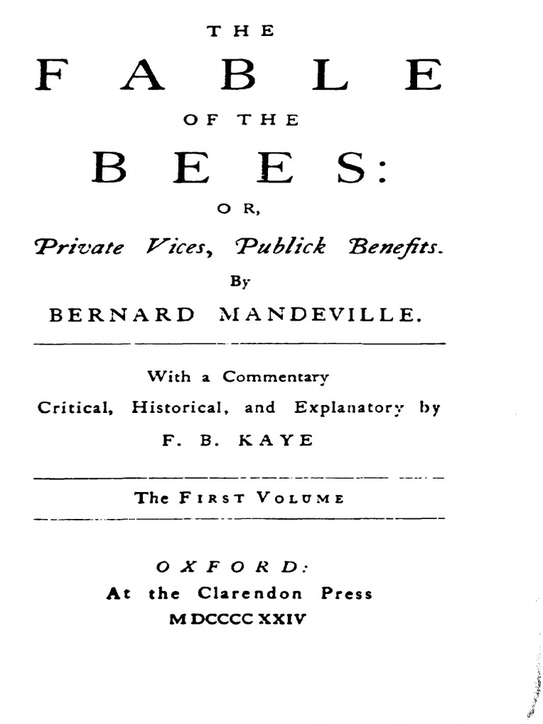 Mandeville - Fable of The Bees | PDF | Seven Deadly Sins | Christianity