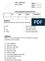 Name - Class - Date - 5 Grade - Grammar Has vs. Have