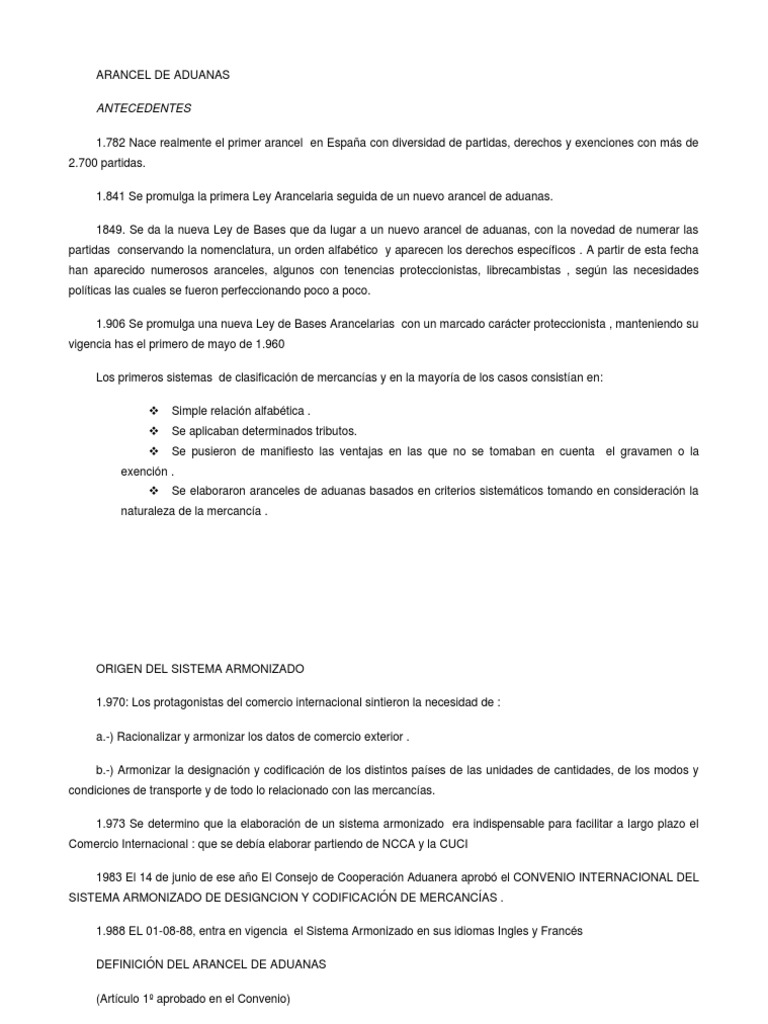 Estructura del Arancel de Aduanas | PDF | aduana | Arancel