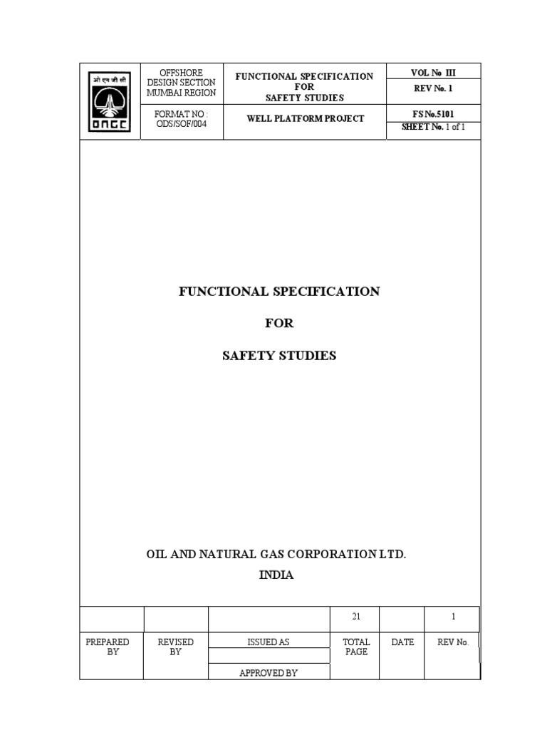 Functional Specification for Safety Studies | PDF