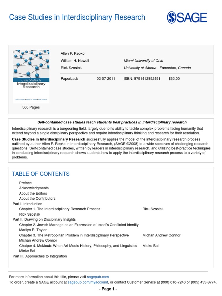 Case Studies in Interdisciplinary Research | PDF | Interdisciplinarity ...