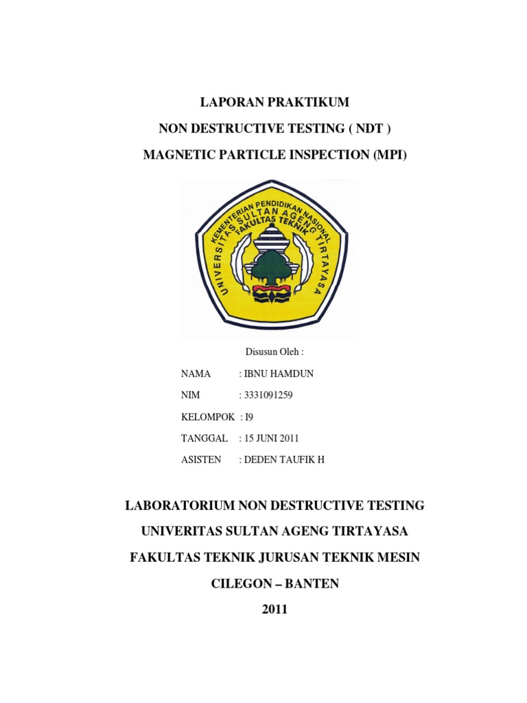 Laporan Praktikum Non Destructive Testing | PDF | Teknologi & Rekayasa