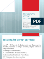 Resolução CFP #07 2003